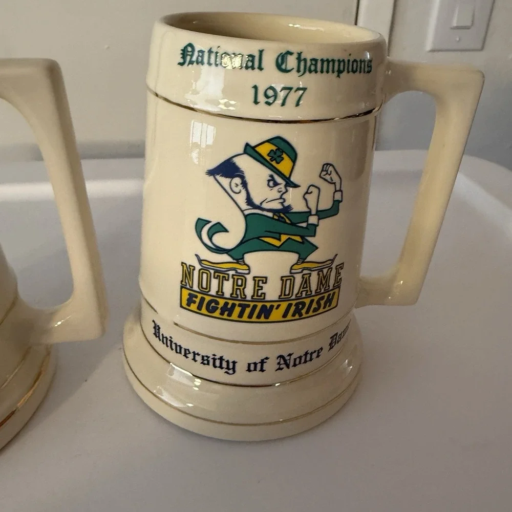 Notre Dame Fightin' Irish Vintage Ceramic Beer Steins 1977 National Champions-2